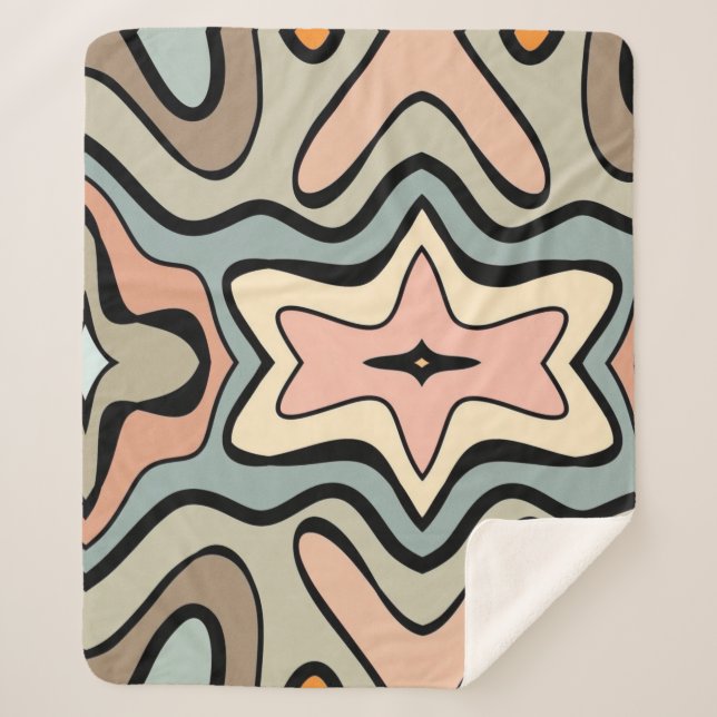 Retro Starburst Abstract Art Throw Blanket (Front)