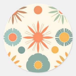 Retro Starburst and Mid Century Shapes  Classic Round Sticker