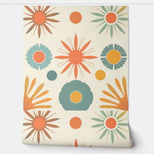 Retro Starburst and Mid Century Shapes Wallpaper