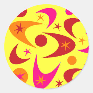 Retro Starburst Boomerang Stickers