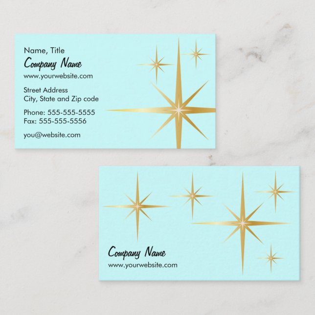 Retro Starburst Business Card - Light Blue (Front/Back)