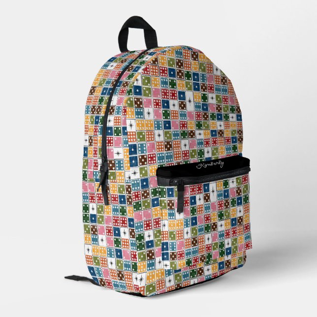 Retro Starburst Dominoes Printed Backpack (Back Corner Left)