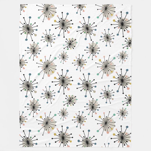 Retro Starburst Mid Century Modern Pattern Fleece Blanket (Front)