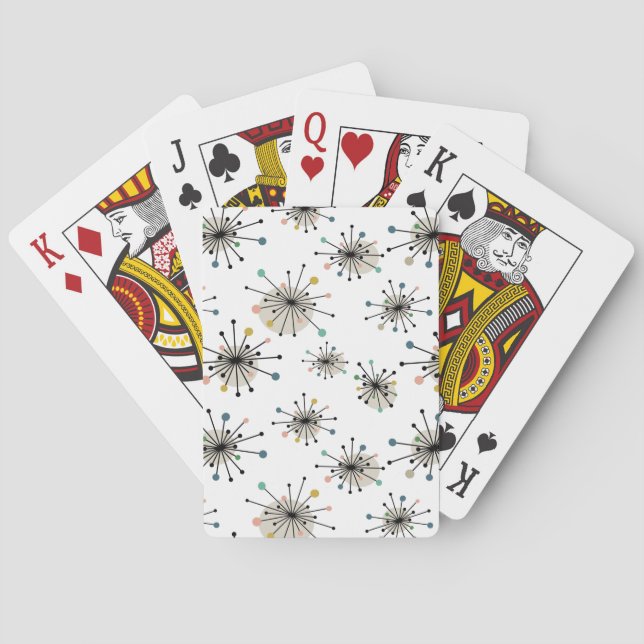 Retro Starburst Mid Century Modern Pattern Playing Cards (Back)