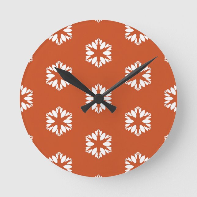Retro Starburst Pattern Boho Decor Round Clock (Front)