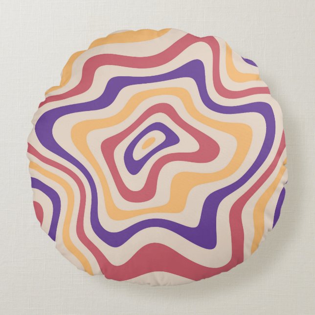 Retro Starburst Psychedelic Background Round Cushion (Front)
