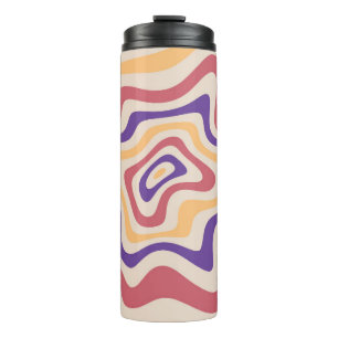 Retro starburst sunburst background pattern. 1960s thermal tumbler