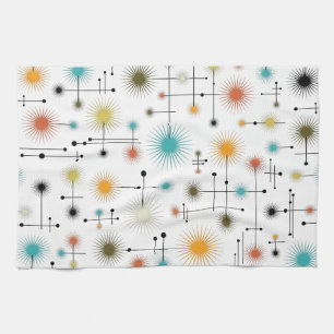 Retro Starbursts A Go-Go! Tea Towel