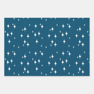 Retro Stardust Starburst Stars New Year Wrapping Paper Sheet