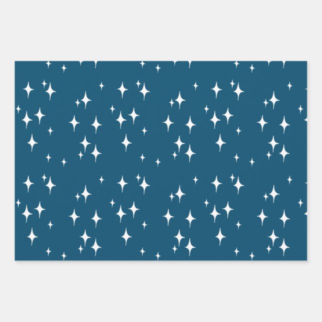 Retro Stardust Starburst Stars New Year Wrapping Paper Sheet (Front)
