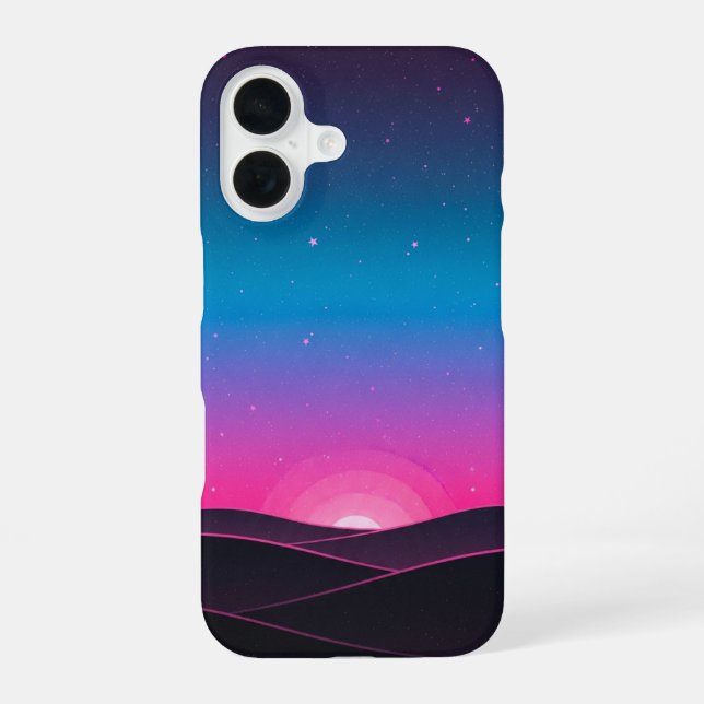 Retro Starry Hills iPhone 16 Case (Back)