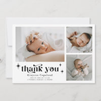 Retro Stars Boy Birth Announcement Card 