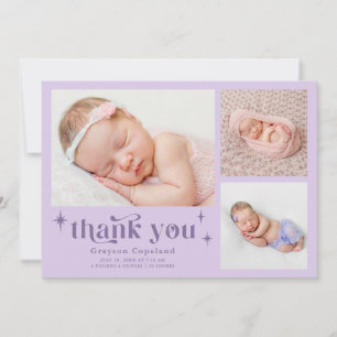 Retro Stars Boy Purple Birth Announcement