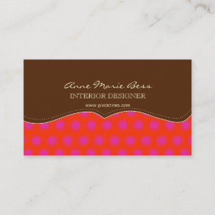 Retro stars, hot pink/Chocolate  business cards