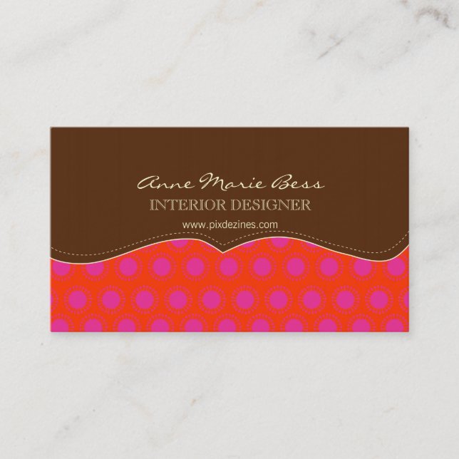 Retro stars, hot pink/Chocolate  business cards (Front)
