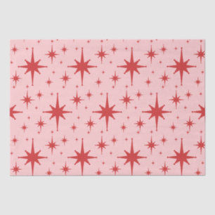 Retro Stars Mid Century Modern Atomic Pink & Red Tissue Paper