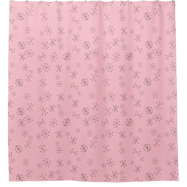 Retro Stars on Pink Shower Curtain (Front)