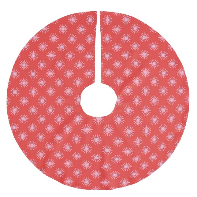 Retro Stars Red and Pink Christmas Brushed Polyester Tree Skirt (Front)