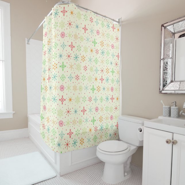 Retro Stars Shower Curtain (In Situ)