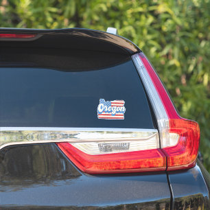 Retro Stars & Stripes Oregon Silhouette Decal