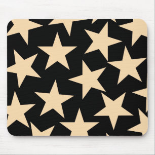 Retro Stars Y2K Pattern with Black Background  Mouse Mat