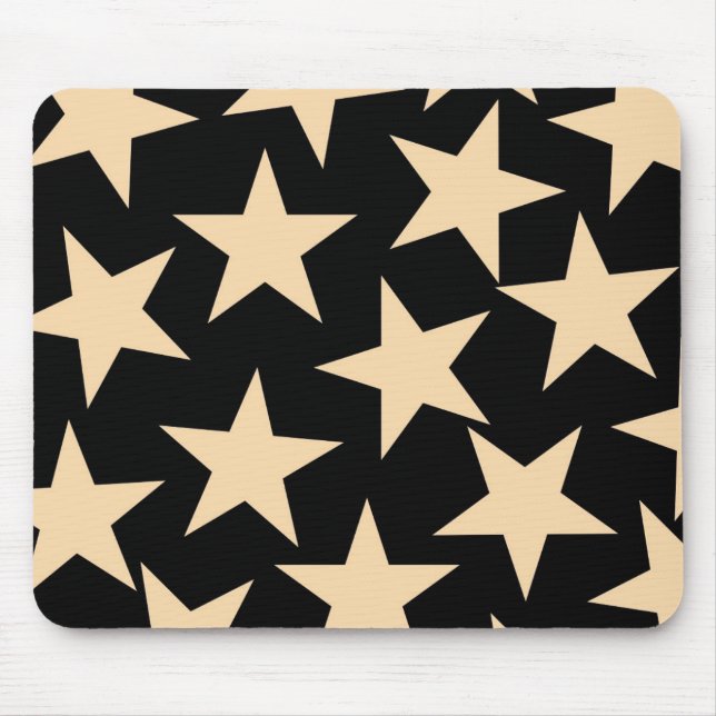 Retro Stars Y2K Pattern with Black Background  Mouse Mat (Front)