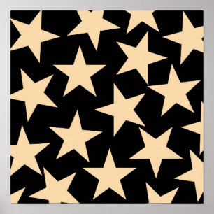 Retro Stars Y2K Pattern with Black Background  Poster