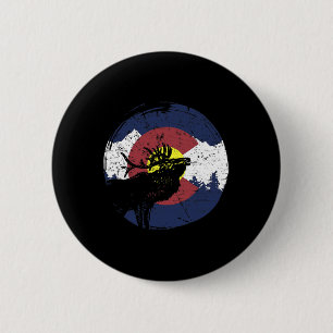 Retro State Flag Colorado Rocky Mountains Skiing A 6 Cm Round Badge