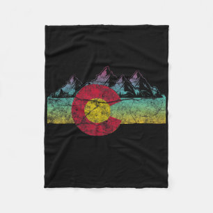 Retro State Flag Colorado Rocky Mountains Skiing A Fleece Blanket