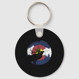 Retro State Flag Colorado Rocky Mountains Skiing A Key Ring