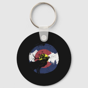 Retro State Flag Colorado Rocky Mountains Skiing A Key Ring