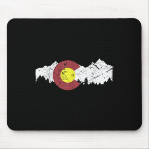 Retro State Flag Colorado Rocky Mountains Skiing A Mouse Mat