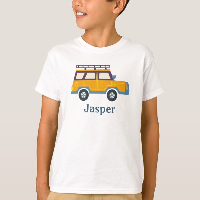 Retro station wagon car roof rack personalise T-Shirt (Front)