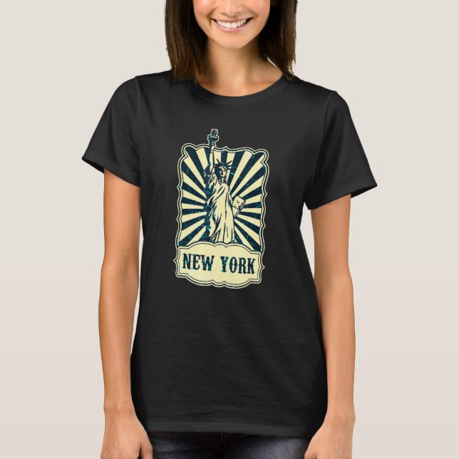 Retro Statue Of Liberty New York City America USA T-Shirt (Front)