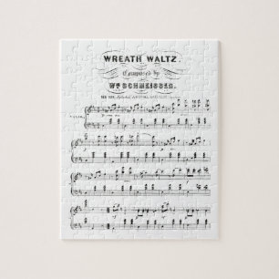 Retro staves of sheet music notes (vintage waltz) jigsaw puzzle