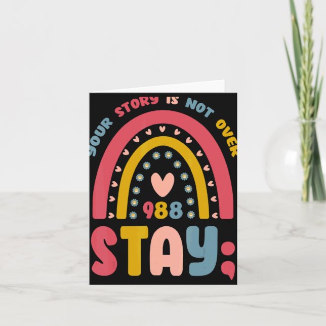 Retro Stay 988 Your Story Is Not Over Suicide Awar Card (Front)