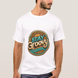 Retro 'Stay Groovy' 3D Logo Design – 1970s T-Shirt