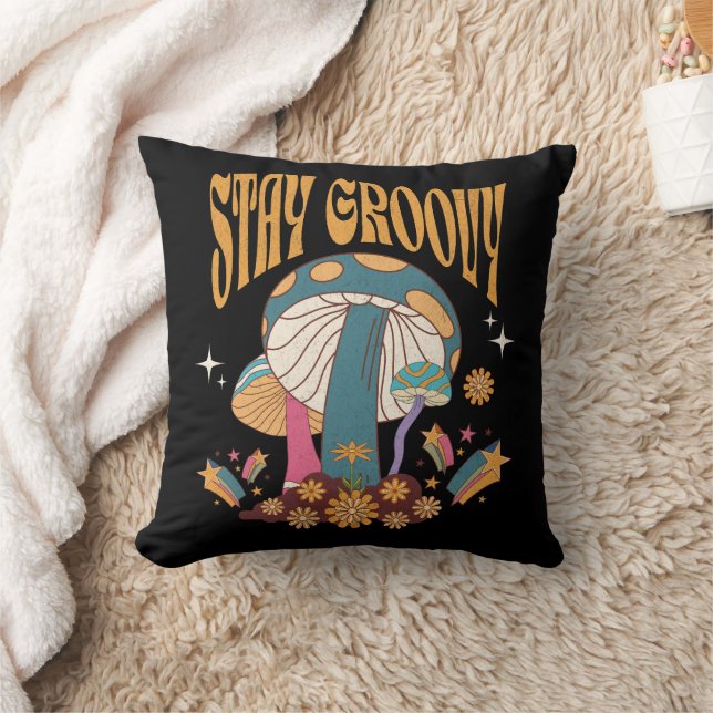 Retro Stay Groovy Mushroom Cushion (Blanket)