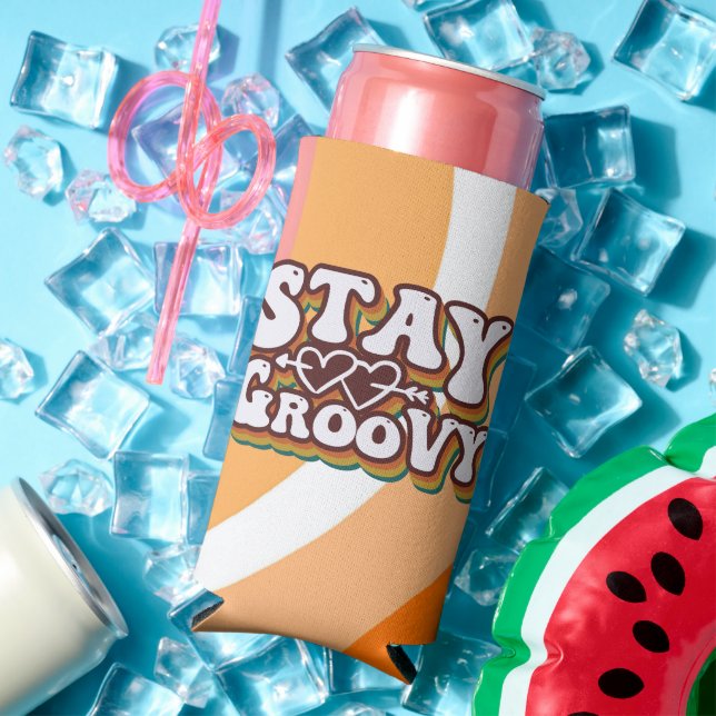 Retro Stay Groovy  Seltzer Can Cooler (In Situ Summer)