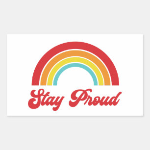 Retro Stay Proud Rainbow Gay Pride Rectangular Sticker