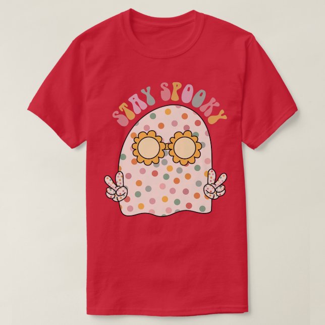 Retro Stay Spooky Cute Ghost Kids Halloween Party  T-Shirt (Design Front)