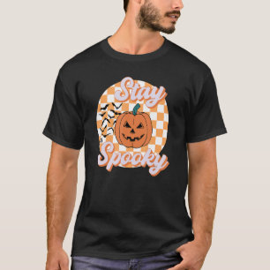 Retro Stay Spooky Scray Pumpkin Face Halloween T-Shirt