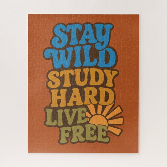 Retro Stay Wild, Study Hard, Live Free Jigsaw Puzzle (Vertical)