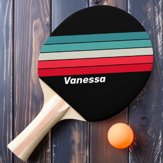 Retro Stealth Rainbow Striped with Name Ping Pong Paddle