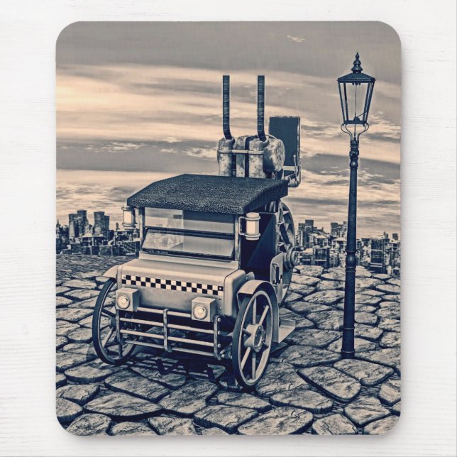 Retro Steam Cab-Taxi Mouse Mat (Front)
