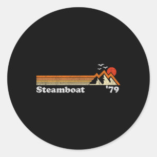 Retro Steamboat Ski Resort Colorado Snowboard Moun Classic Round Sticker