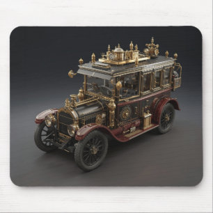 Retro Steampunk Police Cruiser Mouse Mat