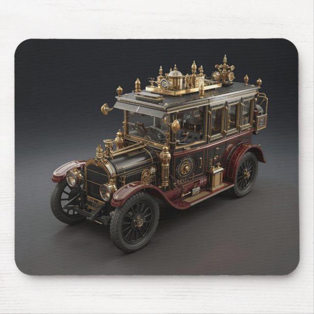 Retro Steampunk Police Cruiser Mouse Mat (Front)