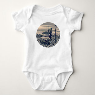 Retro Steampunk Taxi Cab City Art Baby Bodysuit