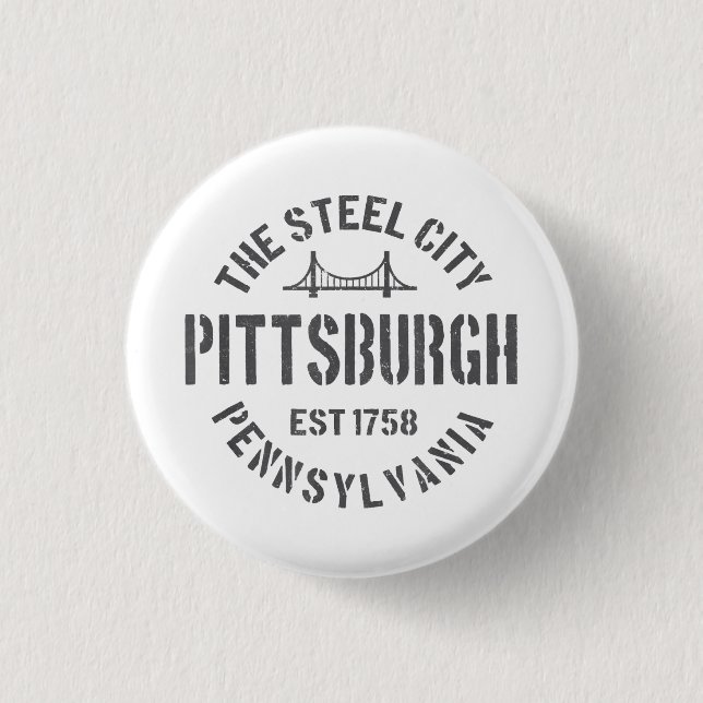 Retro Steel City Pittsburgh Pennsylvania Yinz vint 3 Cm Round Badge (Front)